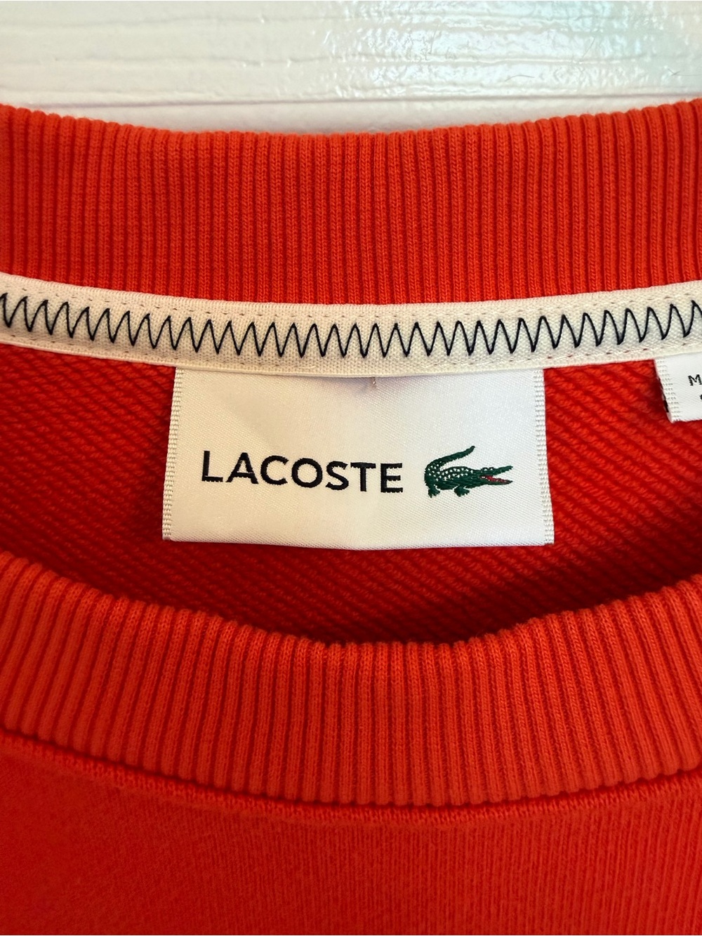 Lacoste Orange-Red Crewneck with Croc Patch - Picture 5 of 7